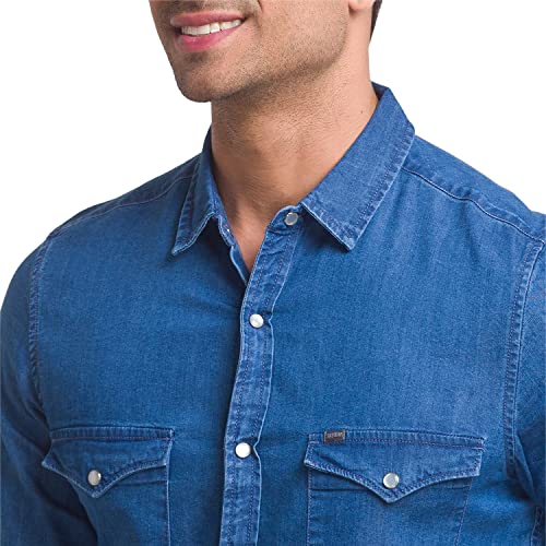 Image of Spykar Men Slim Fit Full Sleeves Shirt (Size: M)-MSH-02BBDS-335-Light Blue