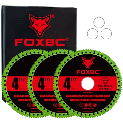 FOXBC 4-1/2 Inch Indestructible Multi-Material Cut Off Disc for Angle Grinders, 7/8' Arbor - 3 Pack