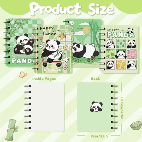 Carnet panda A7 lot de 4 petit bloc-notes spirale