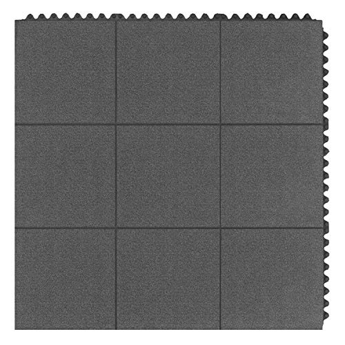 AmazonCommercial Anti-Fatigue Solid Deck Modular Mat, with Grit for Enhanced Traction, 3' X 3', 5/8" Thickness, Black General-Purpose