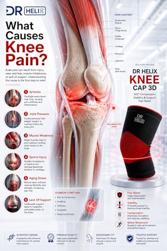 Image of Unisex 3D Knee Cap Red | Adjustable Support for Knee Pain Relief & Injury Prevention | Breathable, Comfortable & Durable|Ideal for Sports, Recovery & Daily Use - (Size - XL)