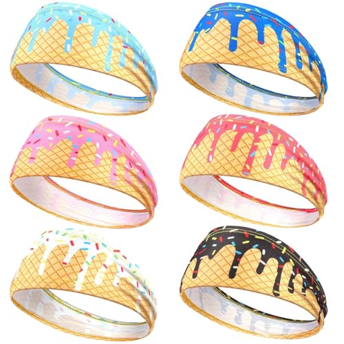 Suncalla Teenager Ice Cream Baseball Headband Elastic Polyester Sweatband Multi Color for Basketball Football Golf Ice Cream Drip Headscarf Baseball Stuff Women Men Accessory Team Gift(6)