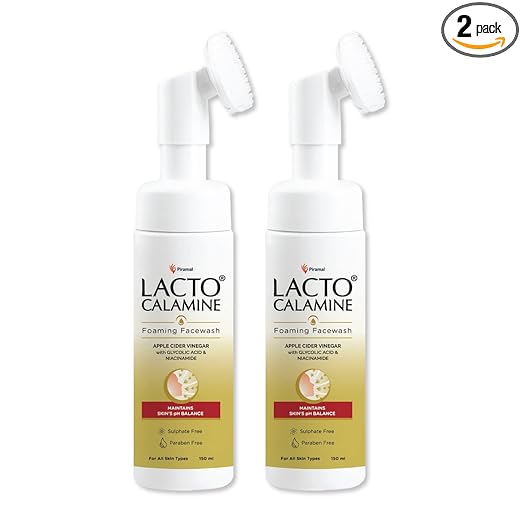 Lacto Calamine Apple Cider Vinegar Foaming Face wash|Maintains skin pH balance for healthy skin|Bright & glowing skin| With Built-in foaming Brush|150ml x Pack of 2 at Rs. 417