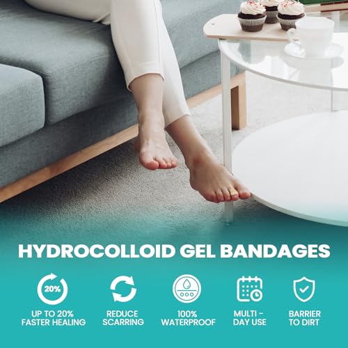 Image of Hydrocolloid Gel Blister Bandages Pads - Promifun Blister Cushions - Water Resistant Hydrocolloid Bandage for Foot, Toe, Heel - Gel Blister Bandages for Prevention & Recovery (27 ct, Toe Pack)