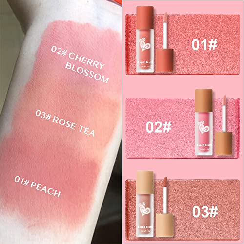 Matte Liquid Cream Blush Makeup Lightweight - Velvet Mousse Texture, Breathable Feel, Sheer Flush Of Color, Natural-Looking, Blush Stick For Cheek, Advanced Hazy Feeling(#02 Cherry Blossom) #TOP6