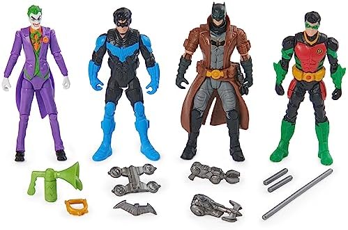 DC Comics, Batman, Team Up 4-Pack (Amazon Exclusive), Batman, The Joker, Robin, Nightwing 4-inch Action Figures, Super Hero Kids Toys for Boys & Girls