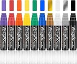 Owelth 10 Farben 15mm Acrylstifte Breit, 3-in-1 Jumbo Acrylfarben Graffiti Stifte Acrylmarker für Steine Wasserfest, Permanent Marker Fein zum Bemalen Holz Glas Karton Blumentopf Straßenkünstler