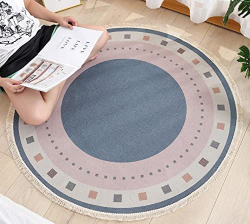 Non Slip Low Pile Desk Chair Mat For Hardwood Floor Carpets,Decorative Round Rug With Tassels,Anti-Slip Multi-Purpose Chair Protector For Computer Rolling Chair,Chair Carpet #TOP7