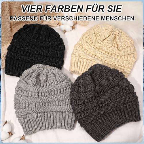Graue Utensilsto Strickmütze im Slouchy-Stil - Detailansicht von Utensilsto 4 Slouchy Beanies Winter Unisex – Dealfoxx.de