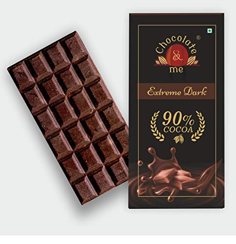 Image of Chocolate & Me 90% Dark Chocolate Bar Rich In Cocoa Butter|Vegan|Natural|2 X 90Gms(Pack Of 2)