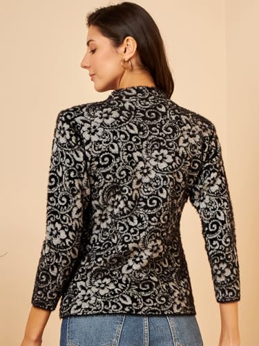 Image of Modeve Women Floral Print Round Neck Sweater for Winter||Winterwear||