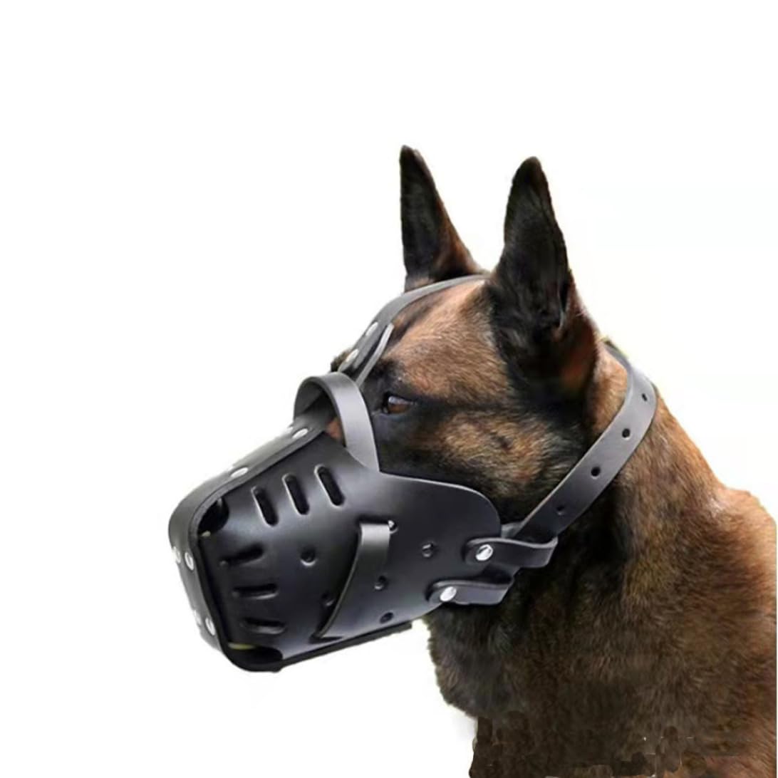 Muzisios de mascotas, cuero hecho, perros medianos y grandes, pastor alemán Doberman, anti -máscaras de mordedura de entrenamiento de perros, bozales de defensa, entrenamiento de servicio, hocico