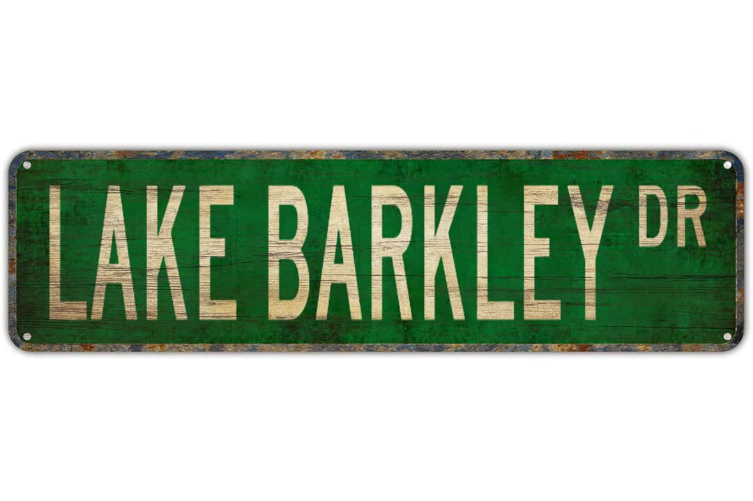 LAKE BARKLEY DR Vintage Tin Signs Art Plaque Aluminum for Bedroom Kitchen Garden Wall Bar Club Coffee Hanging Home Decor 4x16 Inch