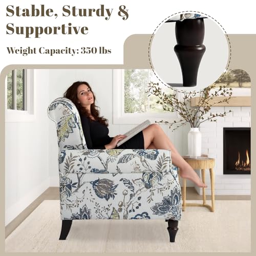 Sillón Floral Azul con Almohada Lumbar miniatura 4