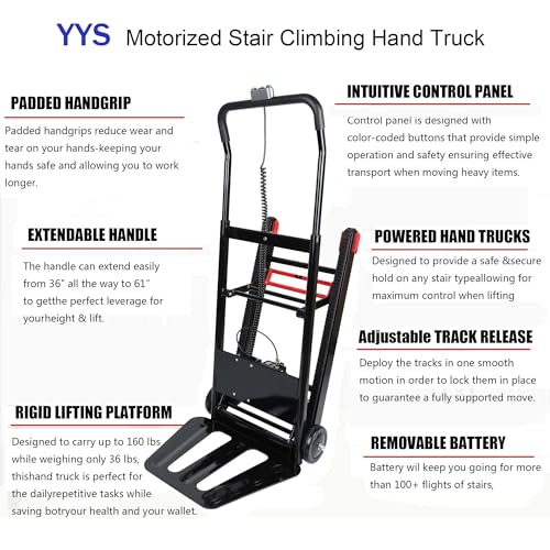 Yys YS006 Electric Stair Climbing Cart Portable Motorized Stair Climbing Dolly 80W Folding Stair Climber Hand Truck Dolly thumb #2