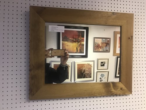 New 70mm Flat Ligh Oak stained solid Pine Framed Plain Glass Wall and Overmantle Mirrors - 10 35" x 25" (89cm x 63cm)