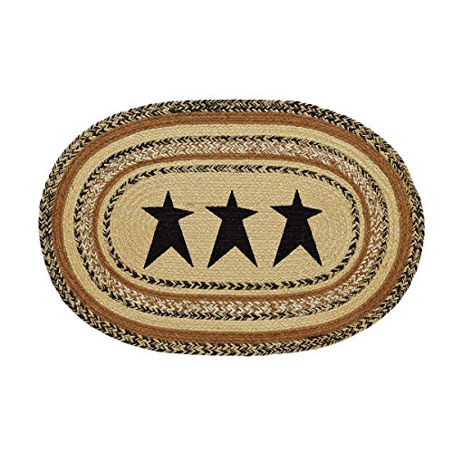 VHC Brands Primitive Flooring Prim Grove Star Jute Stenciled Oval 20x30 Rug