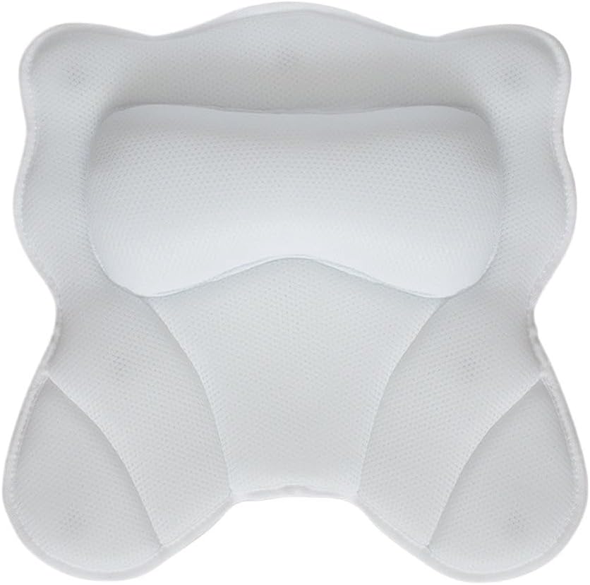 HBJWOV Bathtub Pillow 4D Fiber Cushion 6 Suction Cups with Hooks