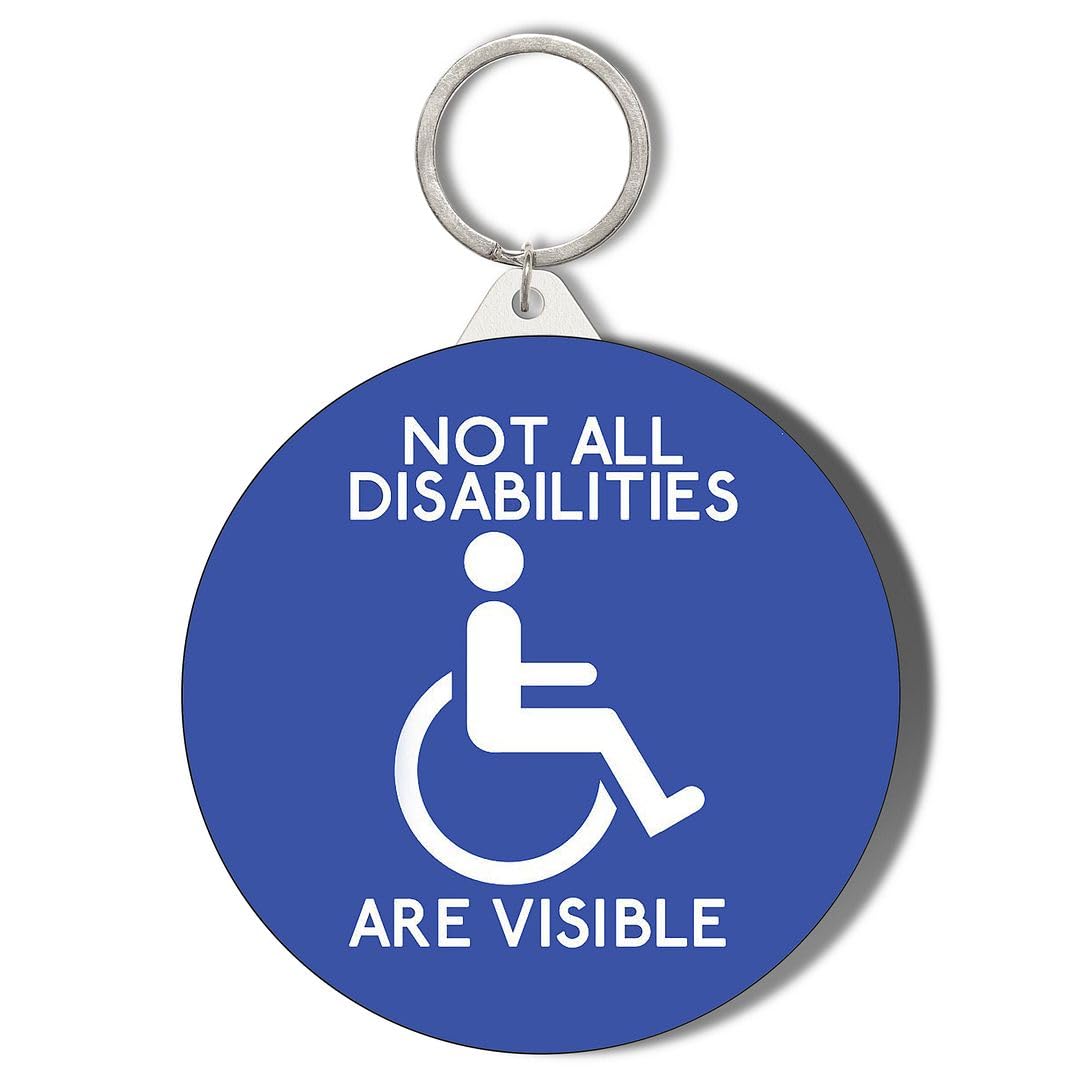 Gift Insanity White Not All Disabilities Are Visible 45Mm Short Chain Mirror Keyring