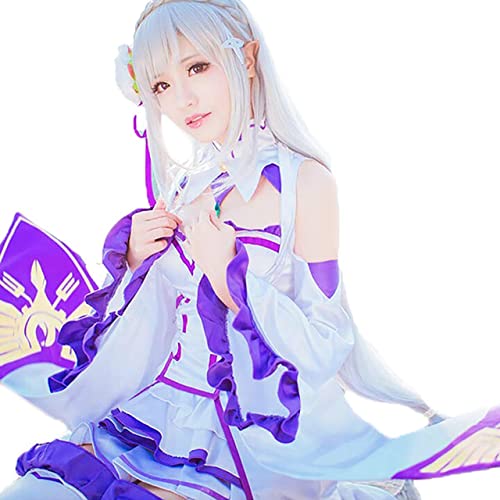 [milky time] ウィッグ付き Re:ゼロから始める異世界生活 エミリア リゼロ コスプレ ハロウィン Emilia (エミリア,通常服,M)