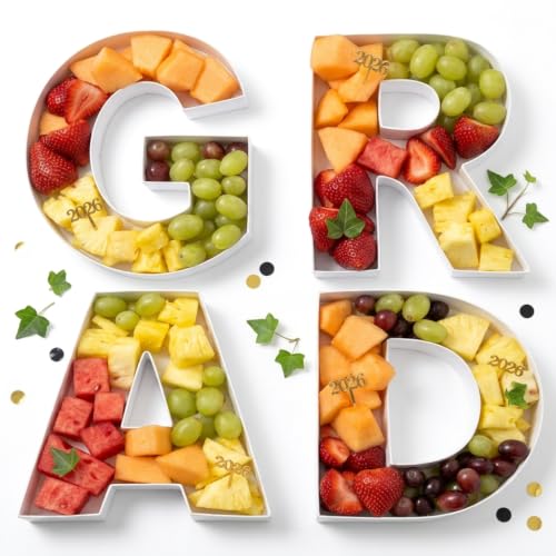 8" Fillable Cardboard Letters 'Grad' Charcuterie Tray, for 2026 Graduation Centerpiece Decoration (Small)
