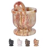 Exquisite Marble Mortar and Pestle Set - Your Ultimate Kitchen Essential for Grinding Spices, Making Guacamole, Salsa, Pesto, and Crushing Pills (Onyx Green, Oval Shape (2.5'))