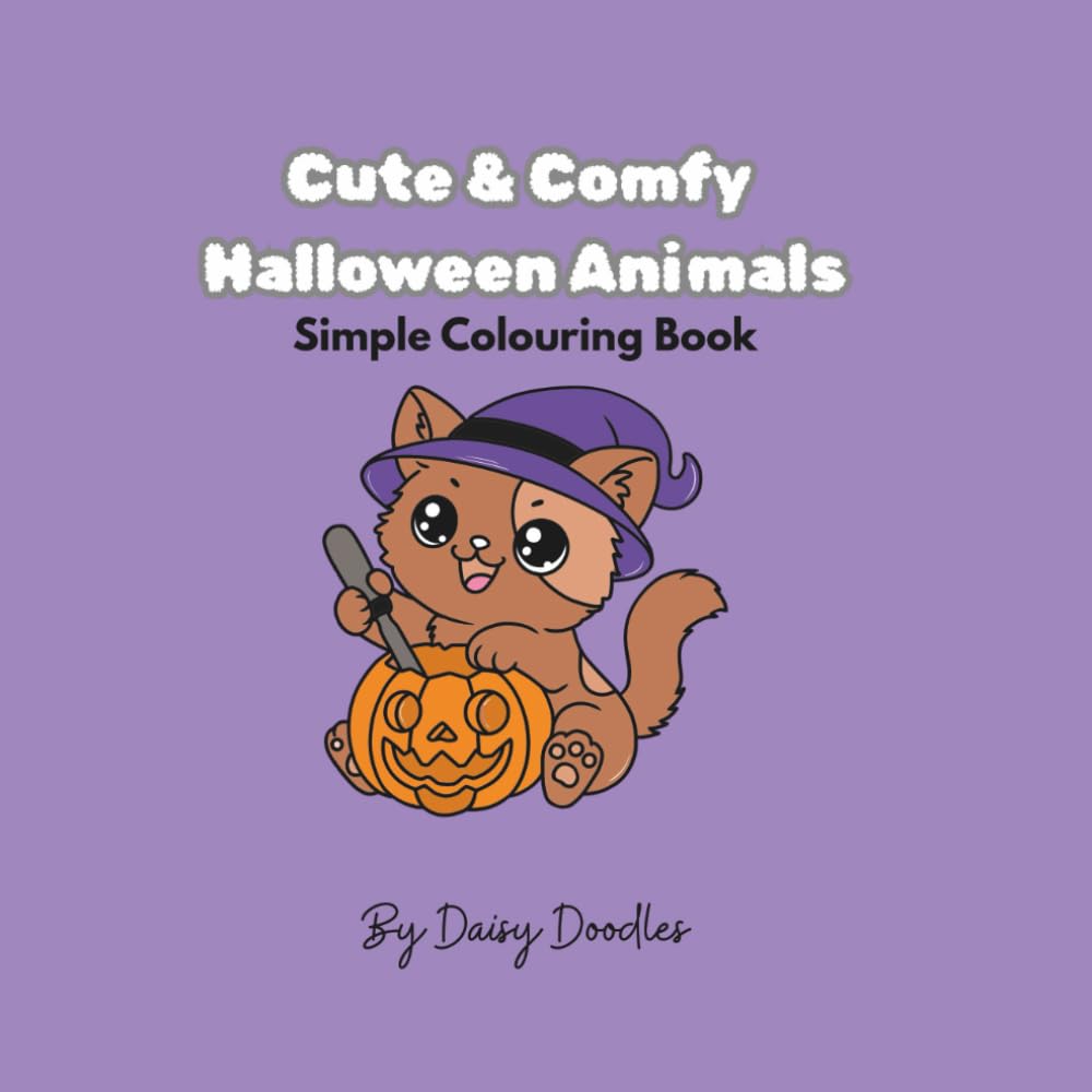 Cute & Comfy Halloween Animals: Simple Colouring Book