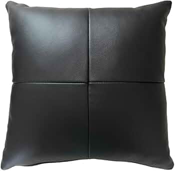 Amazon.co.jp: SHUNOVO クッション 本革 黒 40x40cm 正方形 高級レザー