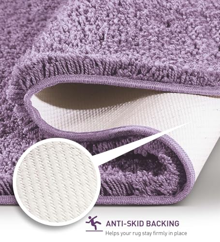 Image of Obsessions Ultra-Absorbent Quick-Dry Bath Mat | 1400 GSM Polyester | Soft, Non-Slip & Fast-Drying Bathroom Rug for Safety & Comfort | 40 x 60 cm | Mouve