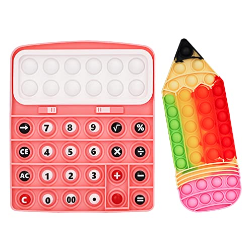 gotbble Pop Fidget It Popitsfidgets Pop Fidget Toy, Calculator Pencil Figetget Toys, Autism Toys Figet Toys Stress Toys Autism Sensory Toys Fidgets for Girls Boys Kids (2 Pack)