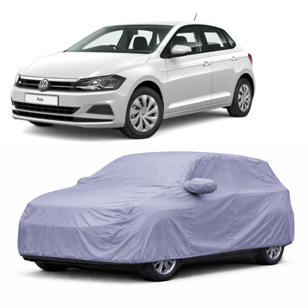 Car Cover Compatible with Volkswagen Polo | Dust Proof, UV Protection, Scratch Proof Fabric | Both Side Mirror Pockets | Triple Stitching | Adjustable Strap Buckle (Grey)-image-27