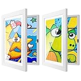 TOVERKAU 2 Pack Kids Artwork Frames Changeable 8.5x11 Inch Flip Frame for Kid Art, Kids' Picture Frames with Storage for School Drawing Projects Display, Toddler Art Frame Front Opening, White