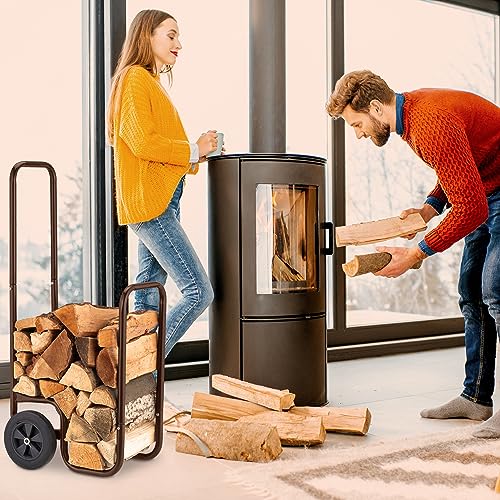 Range-bûches mobile idéal pour transporter le bois près du poêle