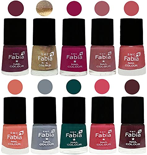 Image of ALL IN ONE (PACK OF 10), Long Lasting Glossy Nail Polish, 6 ml Each, All Vibrant Colours,01880