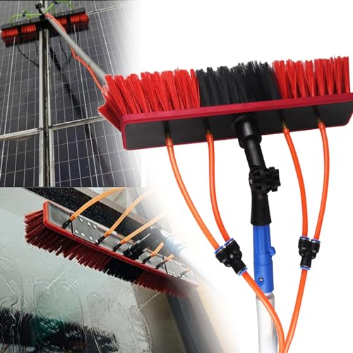 Barra de limpieza de techo extensible con cepillo de agua y rotación para paneles 2