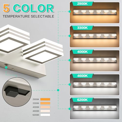 Image of SOLFART Modern LED Vanity Lights Fixtures: 6 Lights Acrylic LED Brushed Nickel Vanity Lights for Bathroom 39inch 5CCT