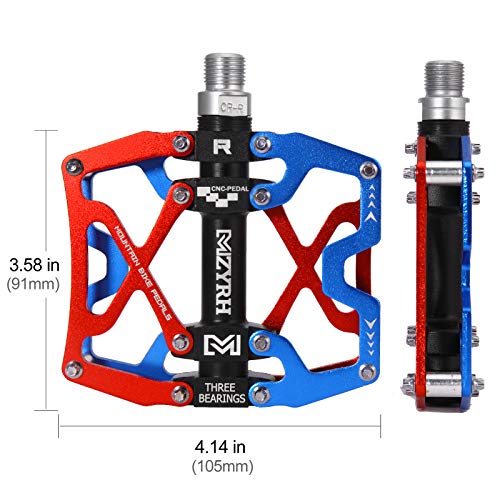 Image of MZYRH Mountain Bike Pedals, Ultra Strong Colorful CNC Machined 9 /16 inch Cycling Sealed 3 Bearing Pedals