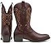 Jousen Cowboy Boots For Men Classic Western Embroidered Boot Retro Short (Darkbrown-10)