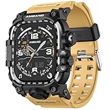 amBand M3 Rugged Case with Band Designed for Apple Watch Series 9/8/7 45mm, Military Bumper Heavy Duty Protector Protective Cover Shockproof Tactical Sport Accessories for iWatch Men - Sand Beige