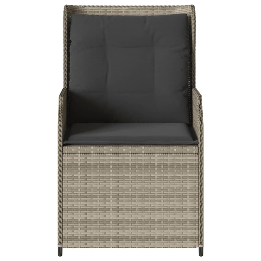 Poltrona da Giardino con Cuscino 2PZ Regolabile Grigio Chiaro Poly Rattan Resistente ai raggi UV Resistente alle intemperie per Giardino Terrazzo Balcone, Max 110kg Per Seduta