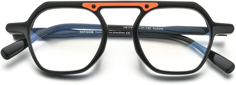 HEPIDEM Acetate Glasses Men,Vintage Retro Polygon Square Spectacles Myopia Optical Eyeglasses Frame - Image 4