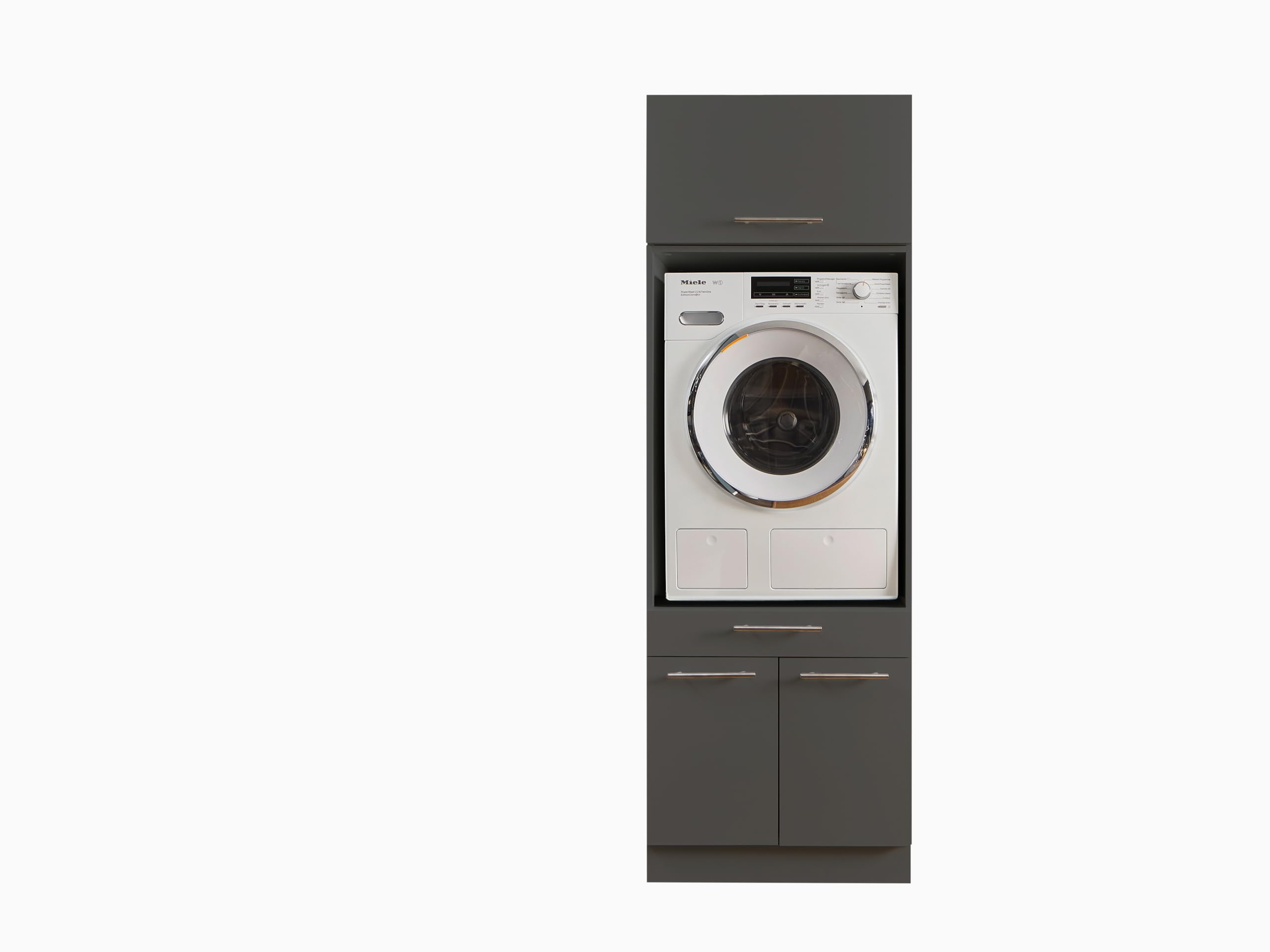 LAUNDREEZY Waschmaschinenschrank mit Schrankaufsatz, Anthrazit - Waschmaschinen-Überbauschrank TÜV-zertifiziert mit viel Stauraum - 67,5 x 200 x 67,5 cm (B/H/T)