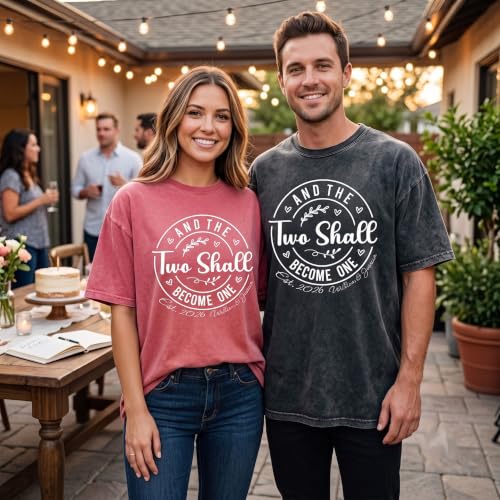 Image of Anniversary Matching Shirts, for Couple, Heart Design T-Shirt Set, Wedding Present, Honeymoon Outfit