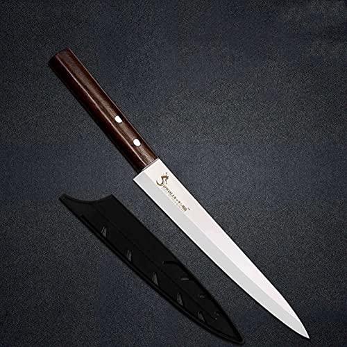 Couteau Sashimi en acier inoxydable de 8 pouces Couvercle sans couvre-boue de carbone Shar-Carbone Sushi Fishi Fishi Couteaux de saumon Outils de cuisine(C.mirror with cover)