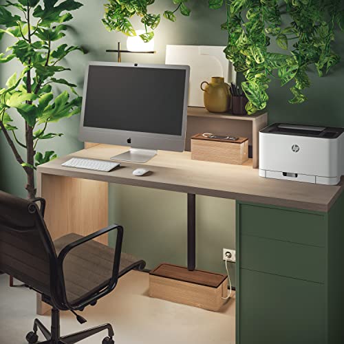 Nature Supplies | Natural Wood Cable Management Box [Set Of Two] Large & Medium Cord Organizer Box Set To Hide Wires & Power Strips | Cable Storage Box | Tv, Desk, Computer, Router Cord Organization #TOP6