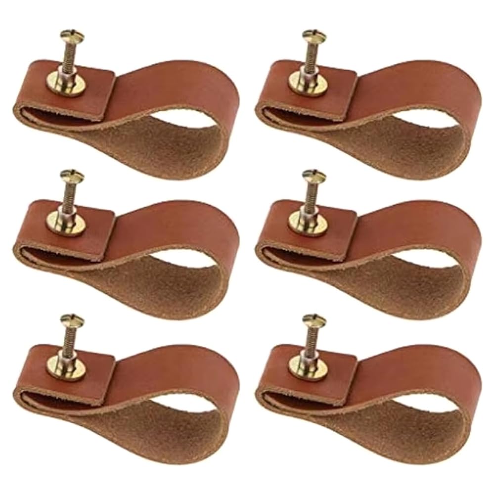 Aundhegrtt As Shown Kitchen Cabinet Handles 6Pcs Leather Drawer Pulls Furniture Dresser Knobs Wardrobe Door Pulls Practical