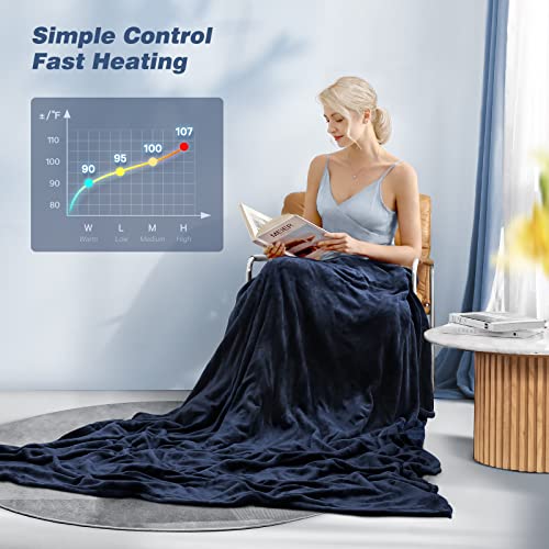 Curecure Heated Electric Blanket Twin Size 62" X 84" Flannel Heated Blanket With 4 Heating Levels & 10 Hours Auto Off, Comfort Warm Blanket For Home Office Use, Machine Washable #TOP3