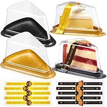 200 Pack Cake Slice Containers Clear Cheesecake Container Plastic Disposable Mini Pie Container with Lid Individual Cake Slice Boxes Small Triangular Pie Box with Stickers for Cupcake Packaging