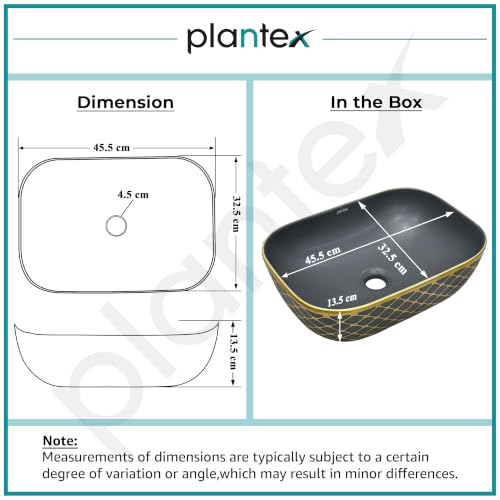 Image of Plantex Designer Ceramic Basin /Table Top Wash Basin for Bathroom /Countertop Vessel Sink - Indo-European Collection (EQTT-468, Gold & Grey)