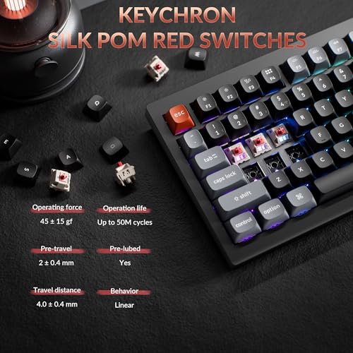 Image of Keychron V1 Ultra 8K Polling Rate Wireless (2.4 GHz & Bluetooth) ZMK Customizable Mechanical Keyboard with Hot-swappable Switches 660-Hr Battery PBT Keycaps for Mac Windows Linux